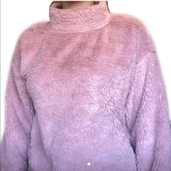 Gap pink soft furry mock neck sweater - Picture 3 of 4